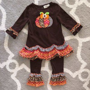Thanksgiving ruffle outfit pumpkin & cheetah print